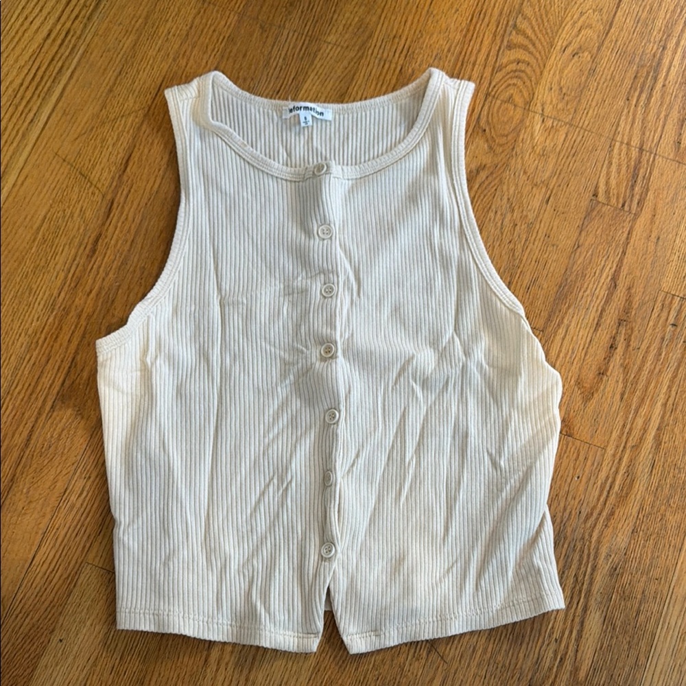 Reformation Neutral Ribbed Button-Front Tank